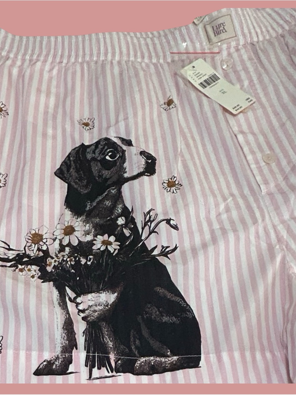 New w/ Tags– in soft, lightweight cotton pink & white boxers w/ a dog w/ Flowers - Picture 7 of 13